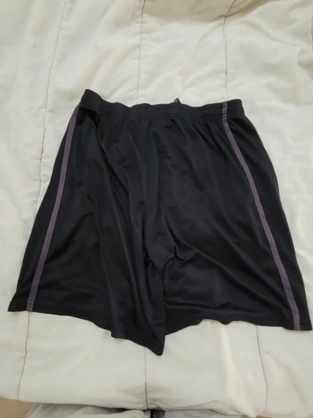 Fila Gym Shorts, Black with Grey Accent Stripes, Size XL - Picture 2 of 4